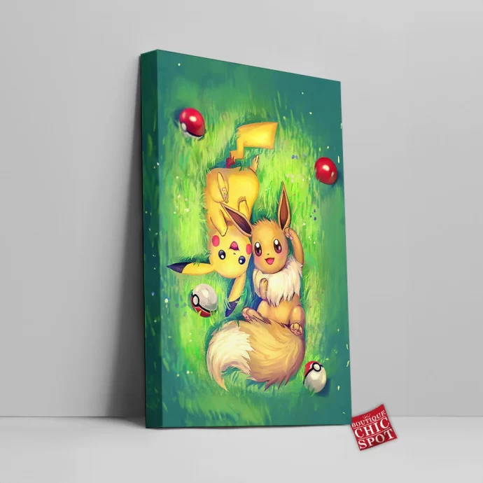 Eevee And Pikachu Canvas Wall Art