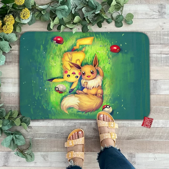 Eevee And Pikachu Doormat