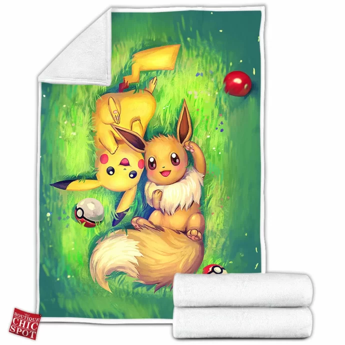 Eevee And Pikachu Fleece Blanket