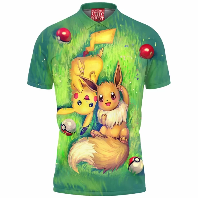 Eevee And Pikachu Polo Shirt