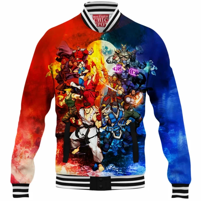 Street Fighter Vs Mortal Kombat Baseball Jacket