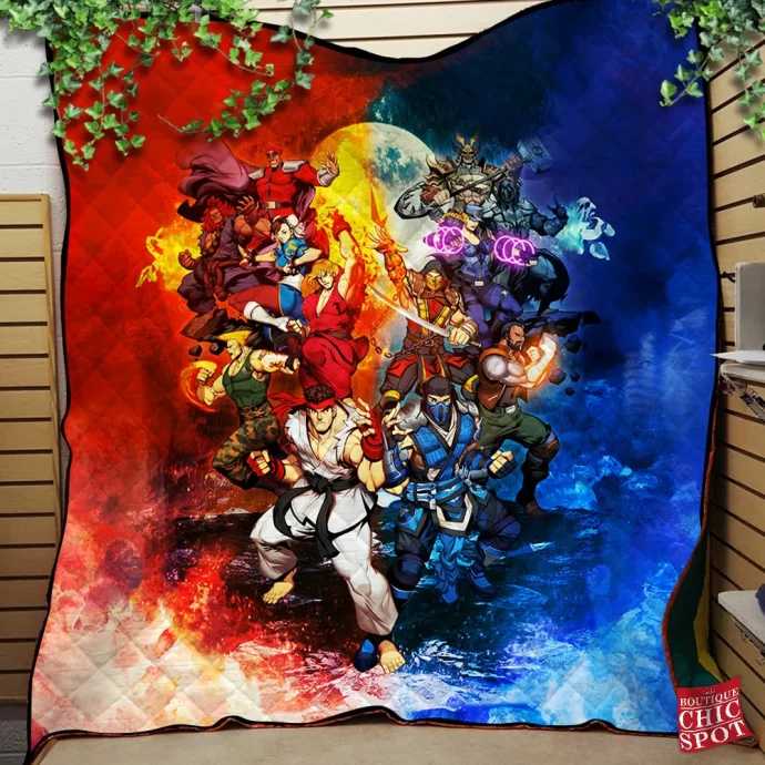 Street Fighter Vs Mortal Kombat Quilt Blanket