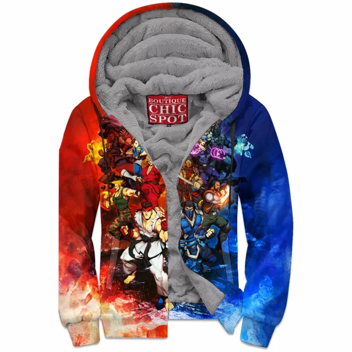 Street Fighter Vs Mortal Kombat Zip Fleece Hoodie