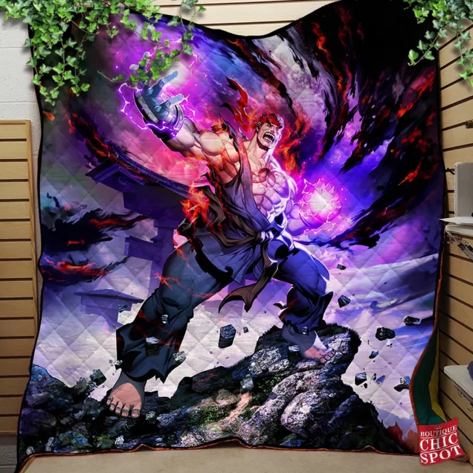 Evil Ryu Quilt Blanket