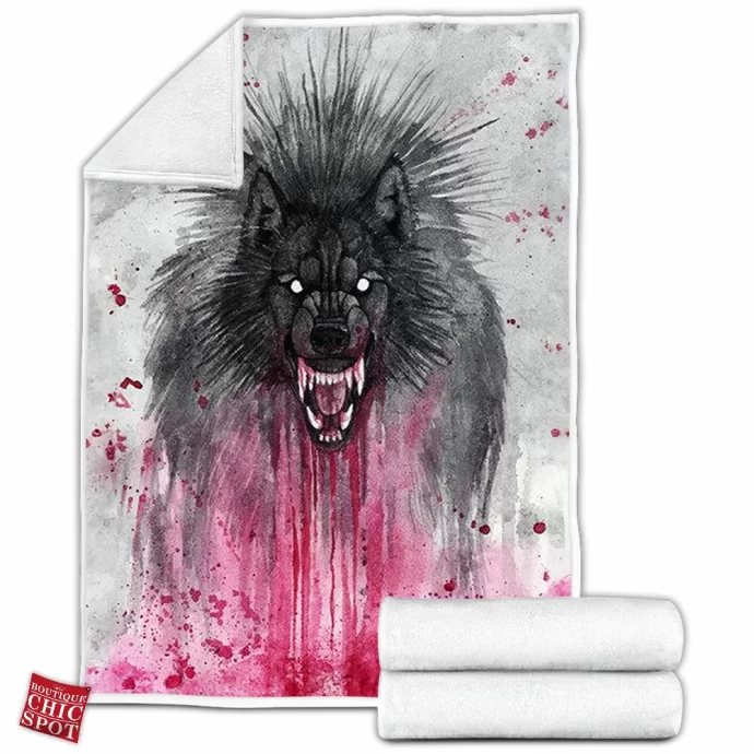 Black Wolf Fleece Blanket