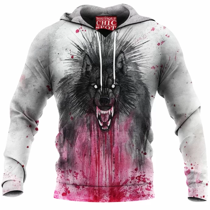 Black Wolf Fleece Hoodie