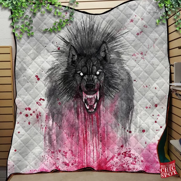 Black Wolf Quilt Blanket