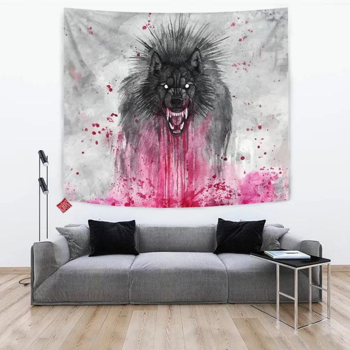 Black Wolf Tapestry