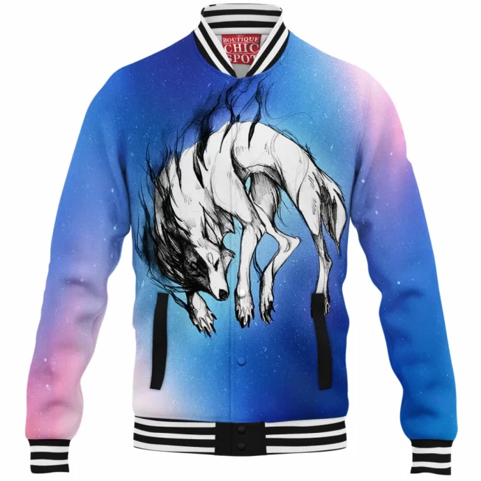 Black And White Wolf Baseball Jacket