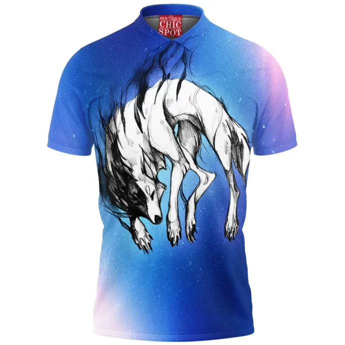 Black And White Wolf Polo Shirt