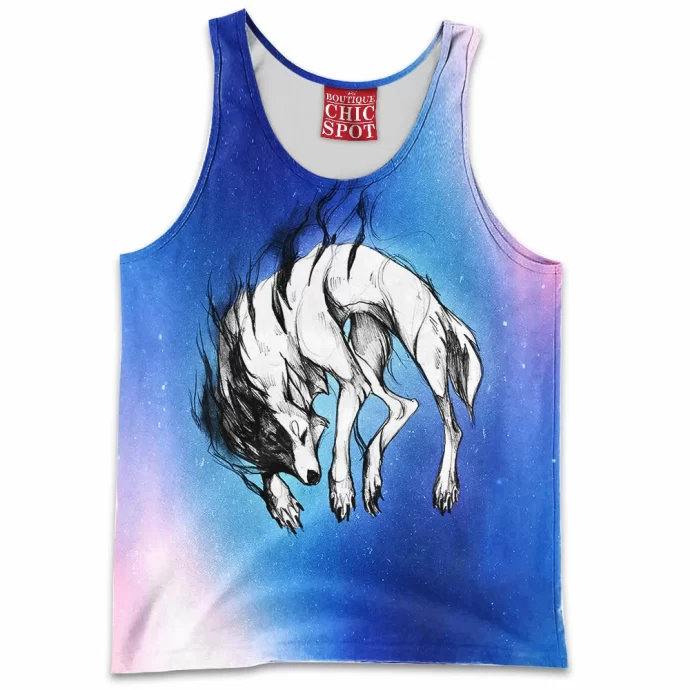 Black And White Wolf Tank Top