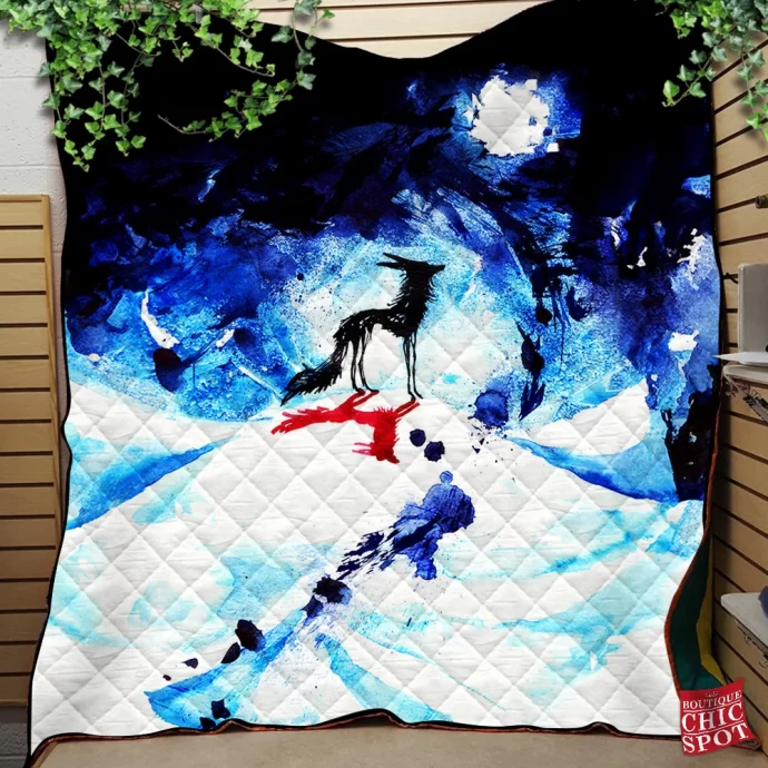 Ink Wolf Quilt Blanket