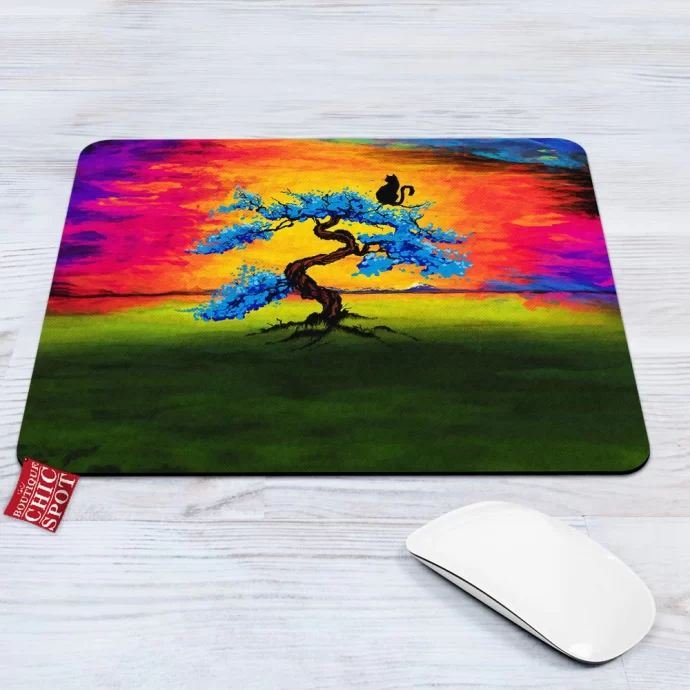 Cat watching the sunset Mouse Pad