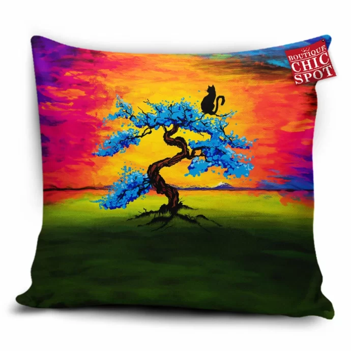 Cat watching the sunset Pillow Cover