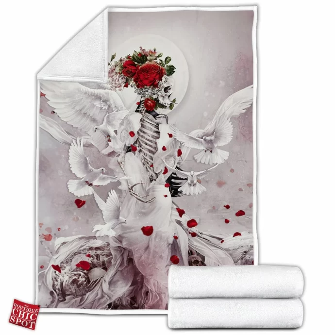 Skeleton Bride Fleece Blanket