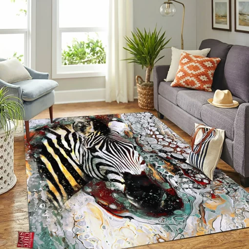 Zebra Watercolor Rectangle Rug