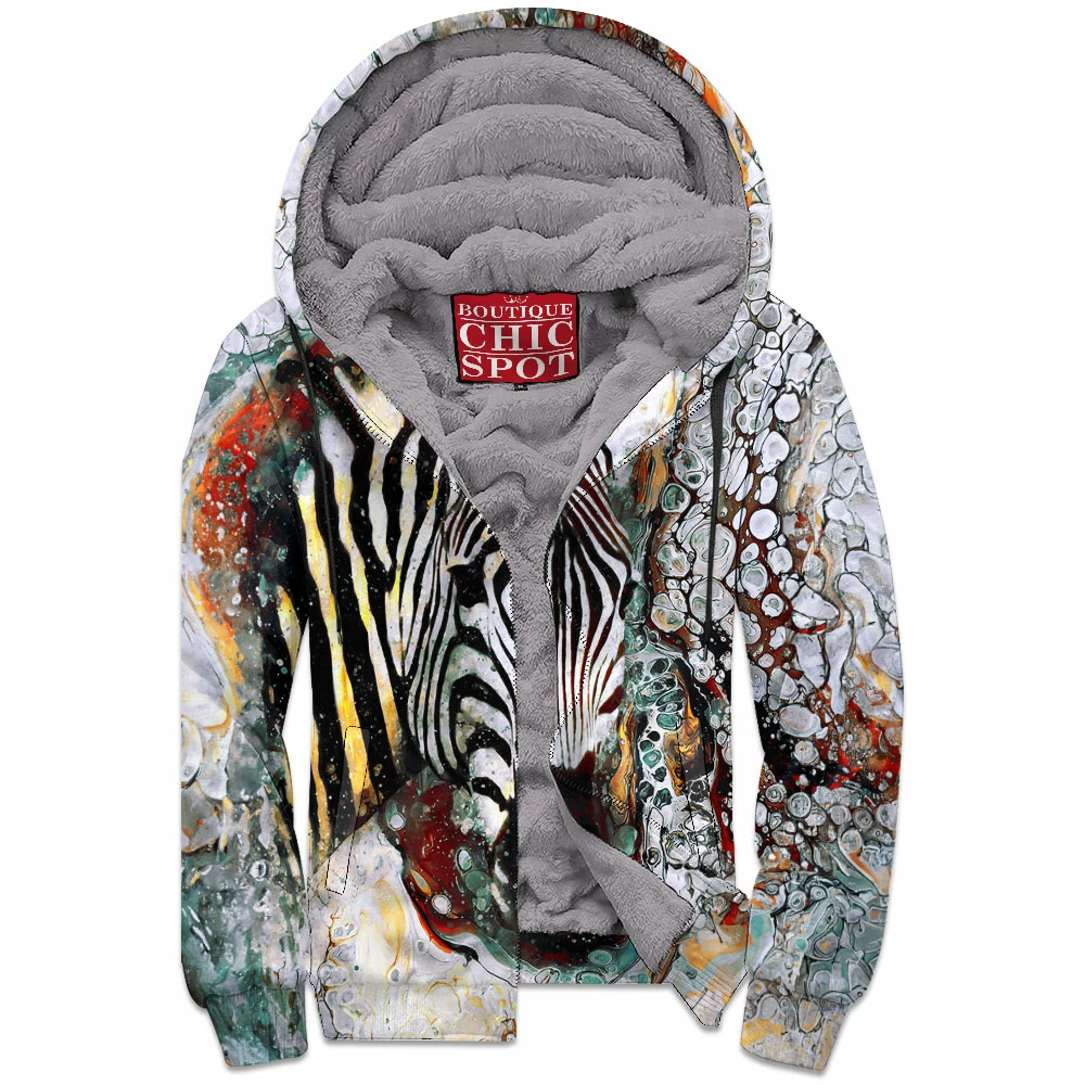Zebra Zip-Fleece-Hoodie 1 N THAO Boutique 10371 Zip Fleece Hoodie