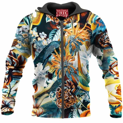 Bird Zip-Hoodie, Flower Zip-Hoodie