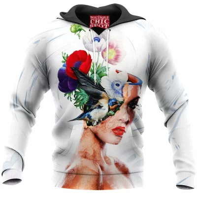 Bird Hoodie, Flower Hoodie