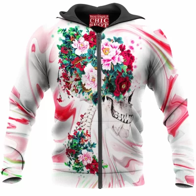 Skull Zip-Hoodie, Flower Zip-Hoodie