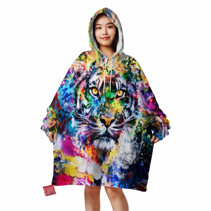 Watercolor Tiger Blanket Hoodie