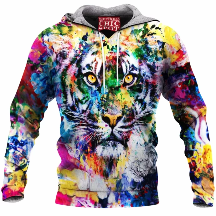 Watercolor Tiger Fleece Hoodie