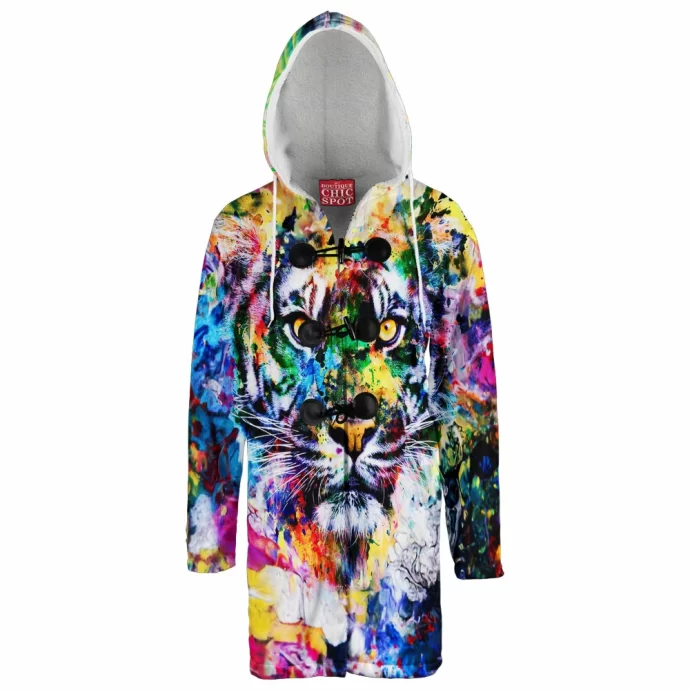 Watercolor Tiger Hooded Cloak Coat