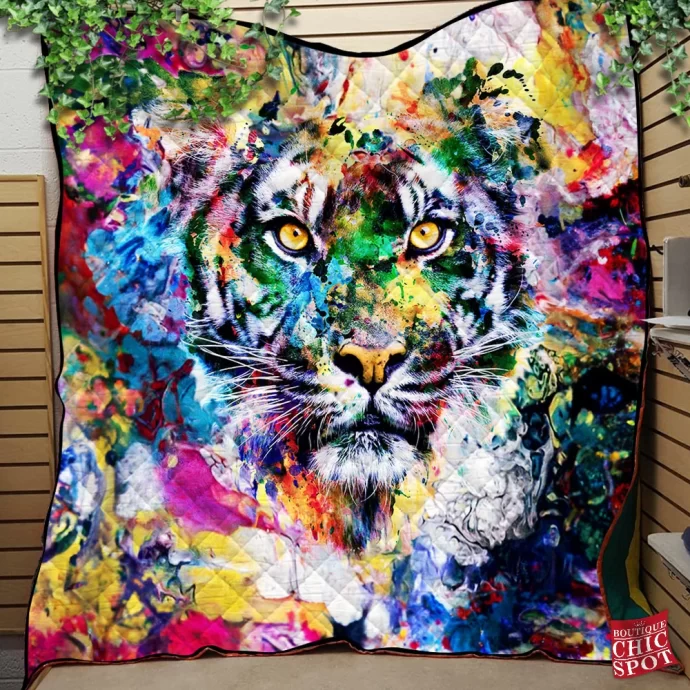 Watercolor Tiger Quilt Blanket