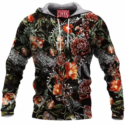Snake Fleece-Hoodie, Flower Fleece-Hoodie