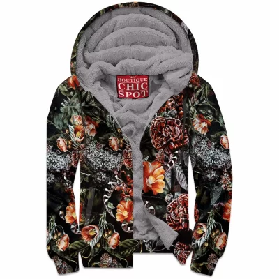 Snake Zip-Fleece-Hoodie, Flower Zip-Fleece-Hoodie