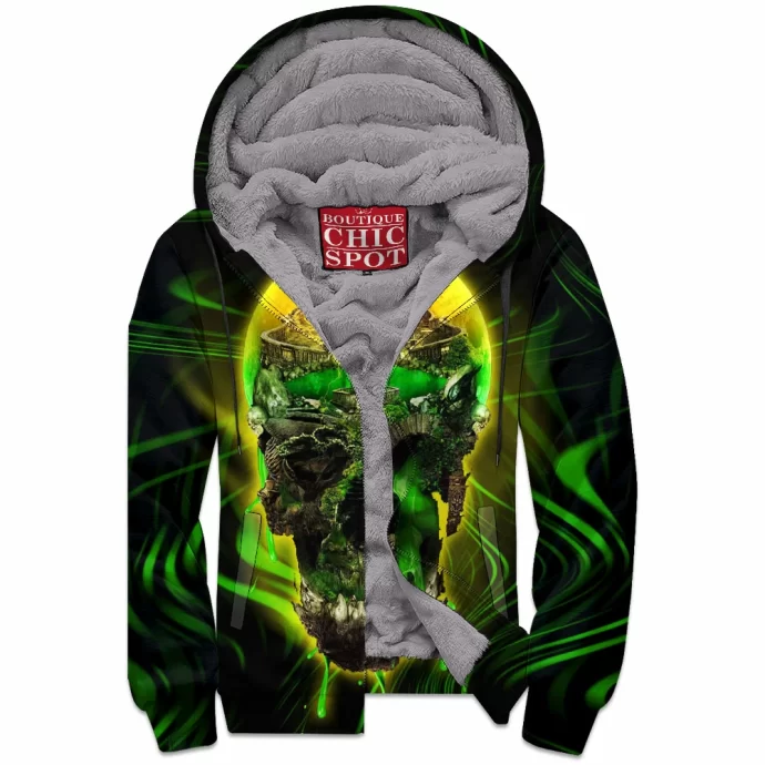 Haunted Skull Zip Fleece Hoodie