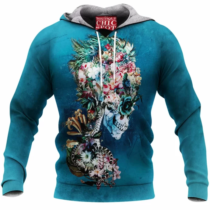 Floral Skull Fleece Hoodie