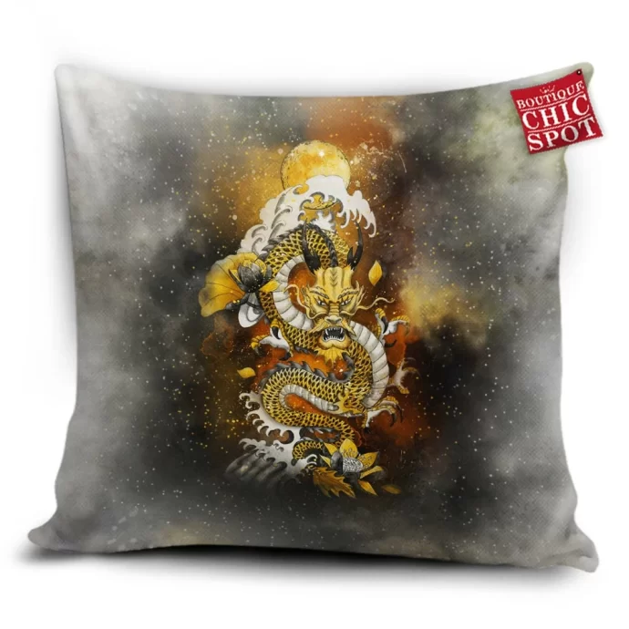 Yellow Dragon Pillow Cover