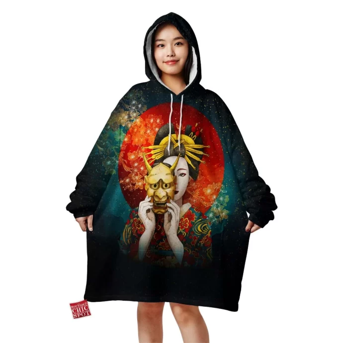 Geisha Mask Blanket Hoodie