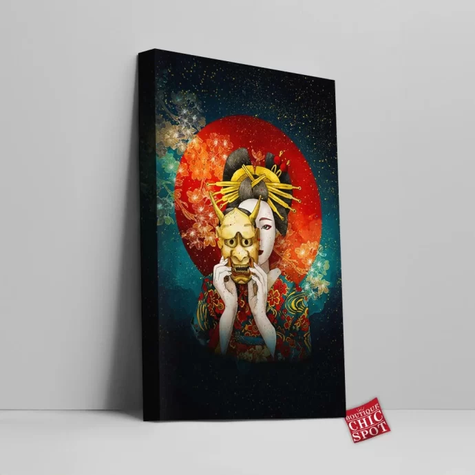 Geisha Mask Canvas Wall Art