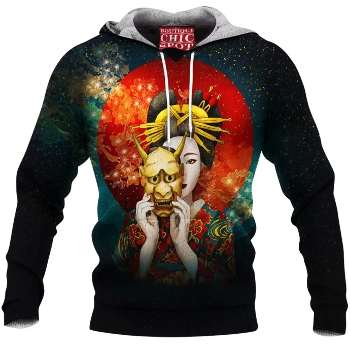 Geisha Mask Fleece Hoodie