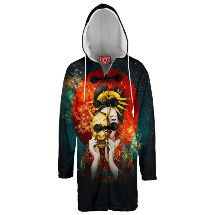 Geisha Mask Hooded Cloak Coat