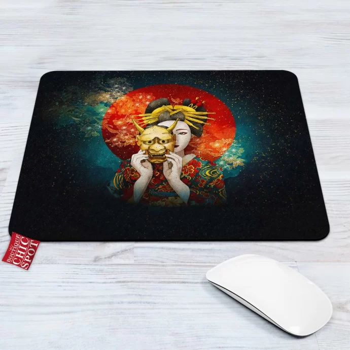 Geisha Mask Mouse Pad