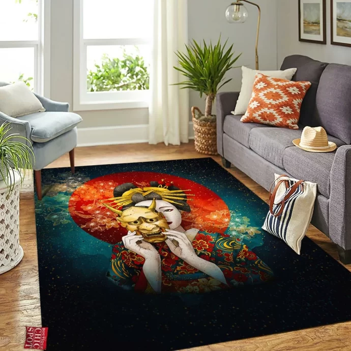 Geisha Mask Rectangle Rug