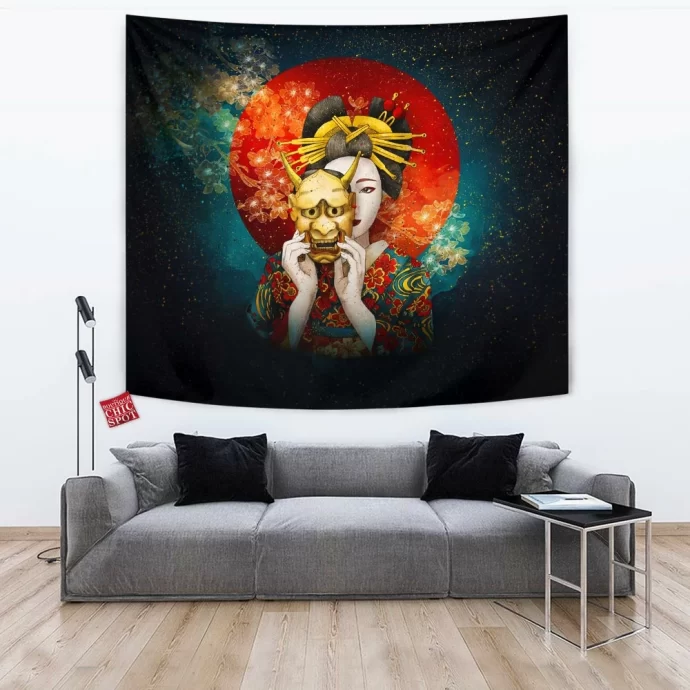 Geisha Mask Tapestry