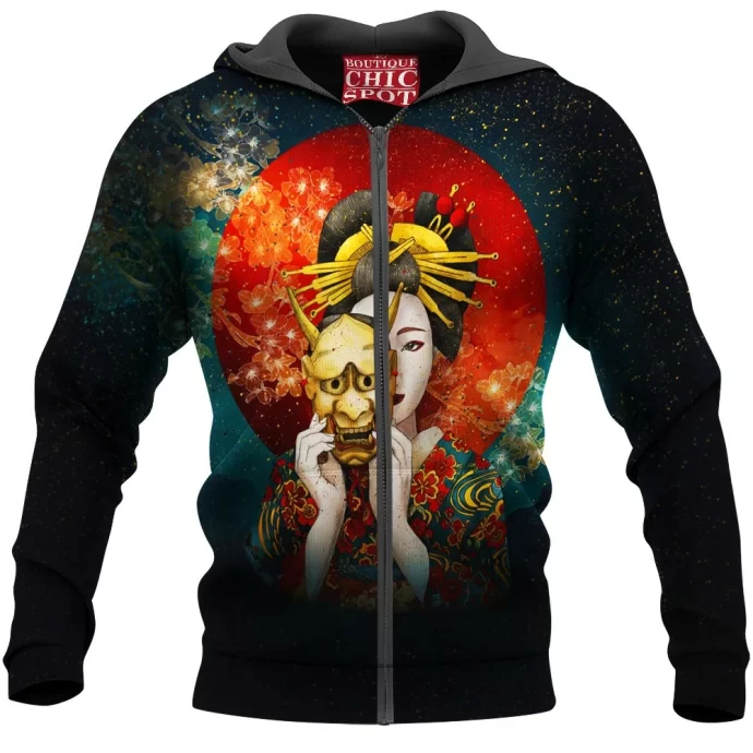 Geisha Mask Zip Hoodie