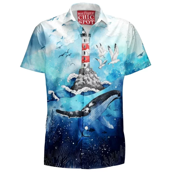 Whale Lighthouse Hawaiian Shirt