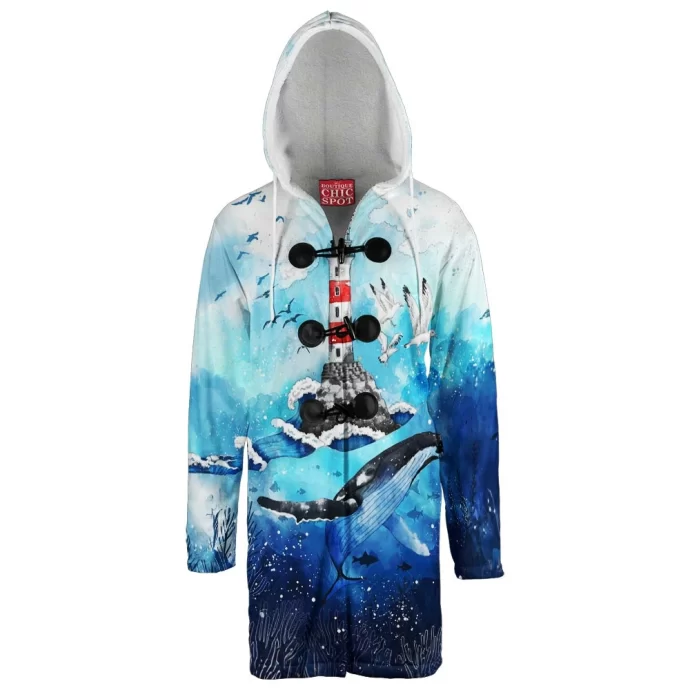 Whale Lighthouse Hooded Cloak Coat