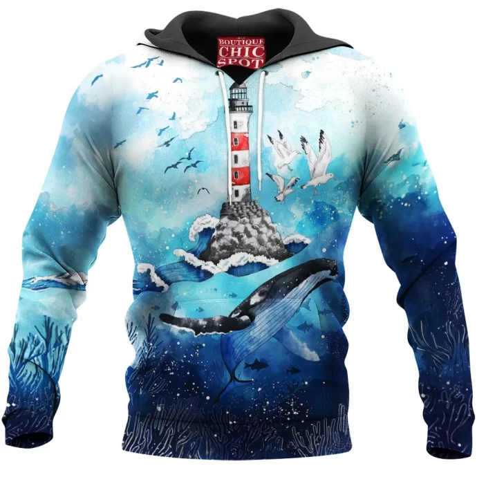 Whale Lighthouse Hoodie