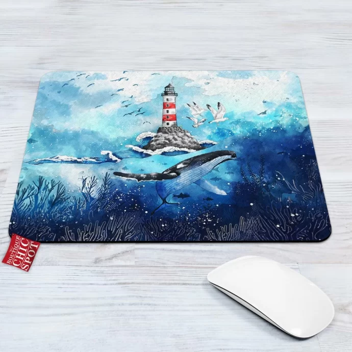 Whale Lighthouse Mouse Pad