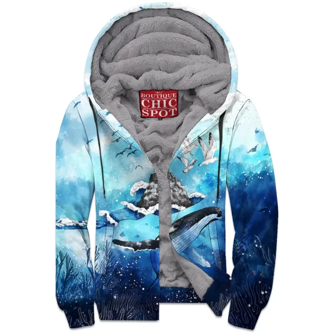 Whale Lighthouse Zip Fleece Hoodie