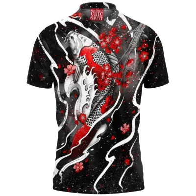 Koi Polo Shirt, Flower Polo Shirt