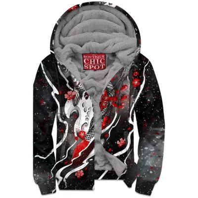 Koi Zip-Fleece-Hoodie, Flower Zip-Fleece-Hoodie