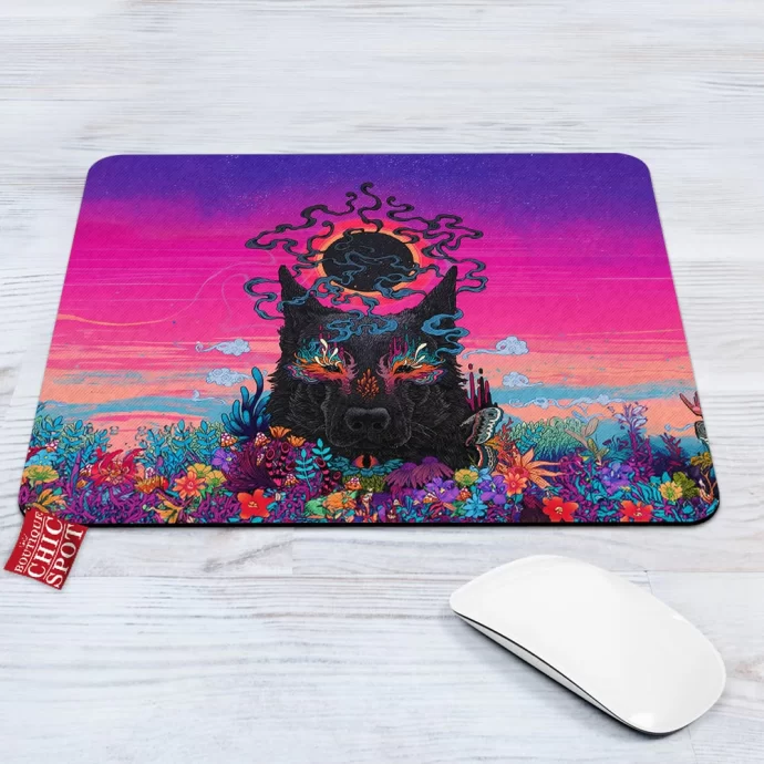 Black Wolf Mouse Pad