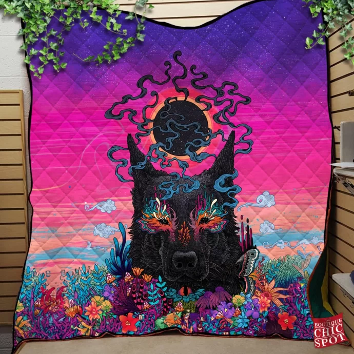 Black Wolf Quilt Blanket